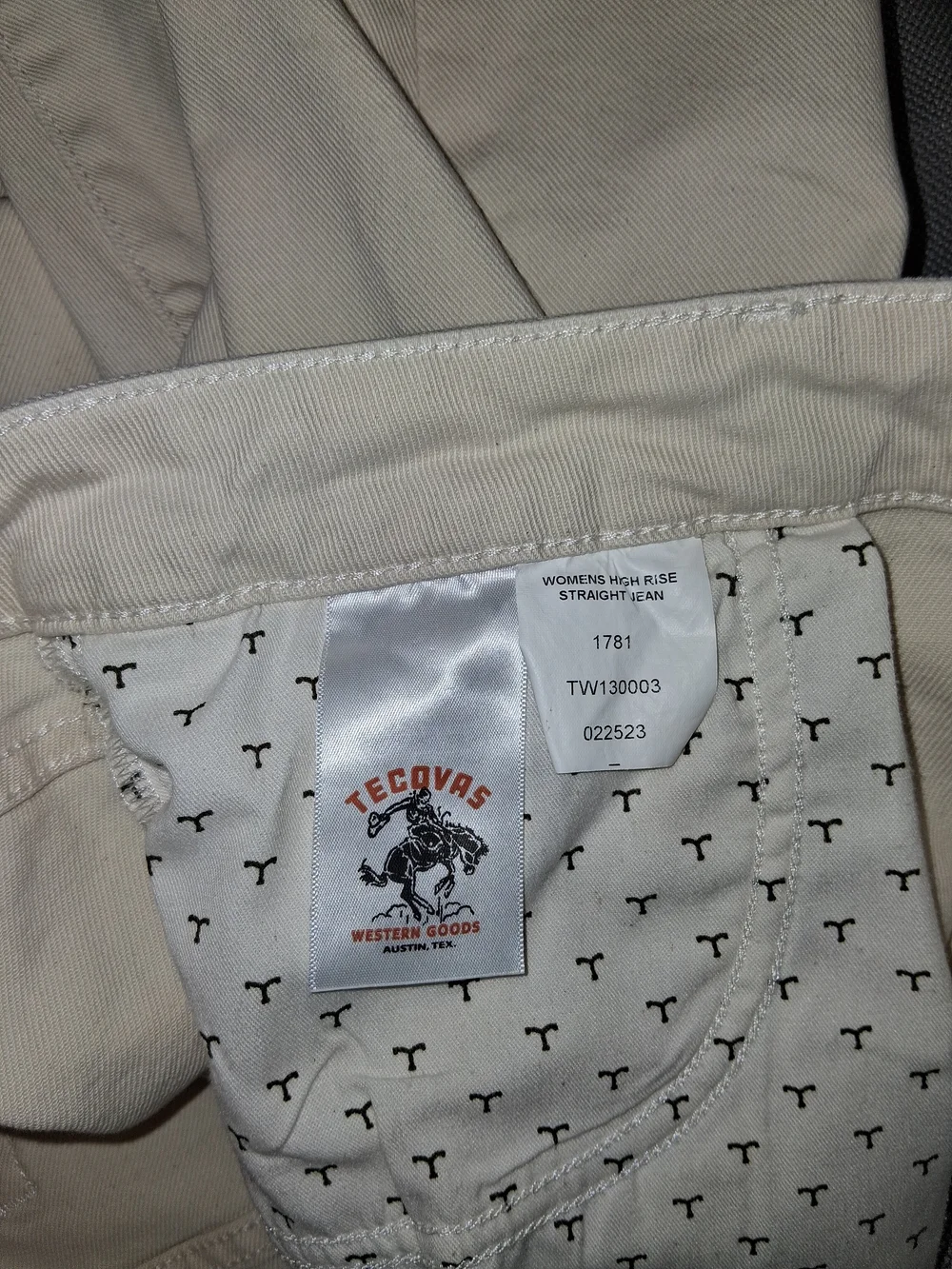 Tecovas Cream Straight-Leg Jeans Size 31 - Picture 3 of 16